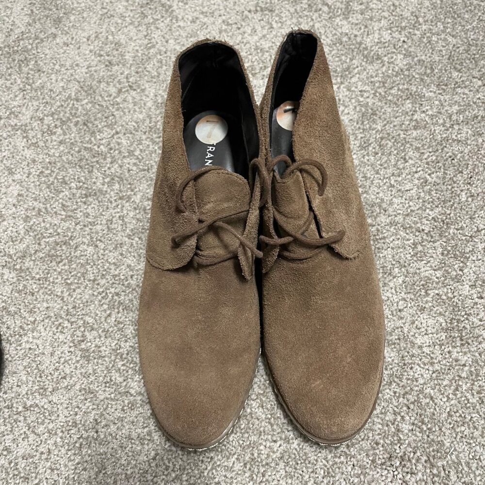 Genuine Suede Franco Sarto Lace Up Wedge Ankle Boots Sz 7